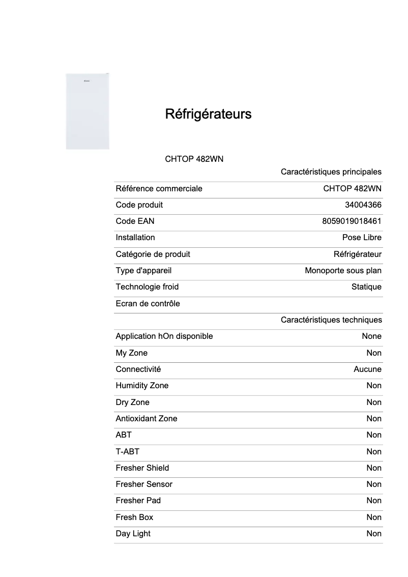 Imagen de la primera página del manual del dispositivo CHTOP 482WN