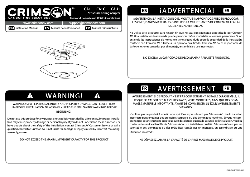 Imagen de la primera página del manual del dispositivo CA1C