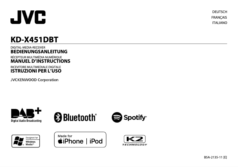 Imagen de la primera página del manual del dispositivo KD-X451DBT