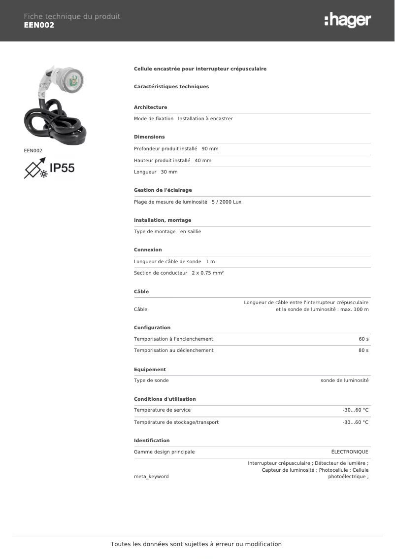 Imagen de la primera página del manual del dispositivo EEN002