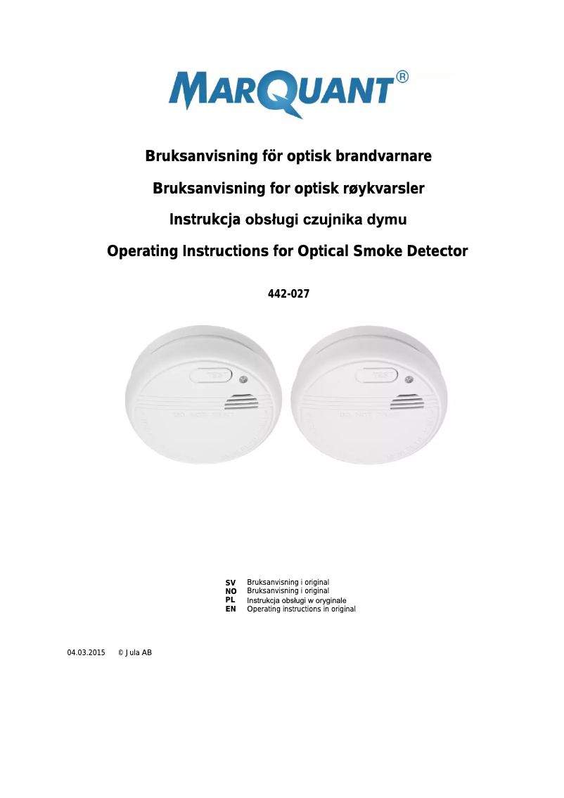 Página nº 1 - Manual de usuario Marquant 442-027