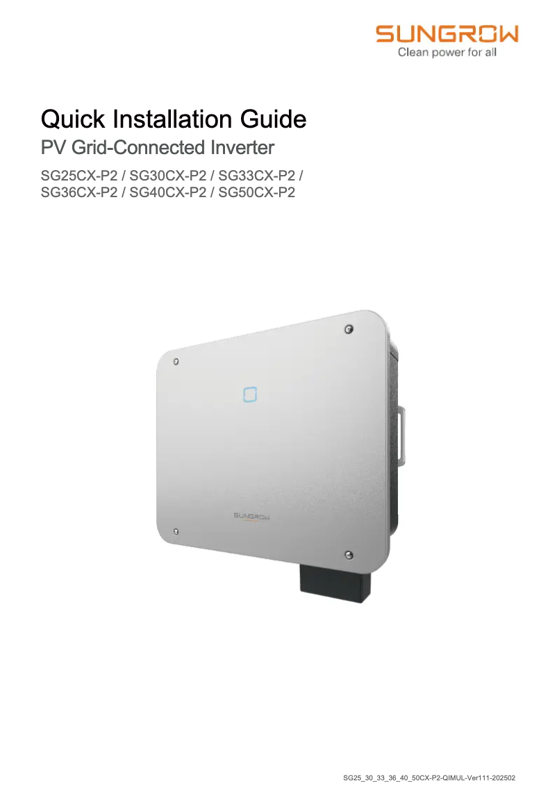 Imagen de la primera página del manual del dispositivo SG25-50CX-P2