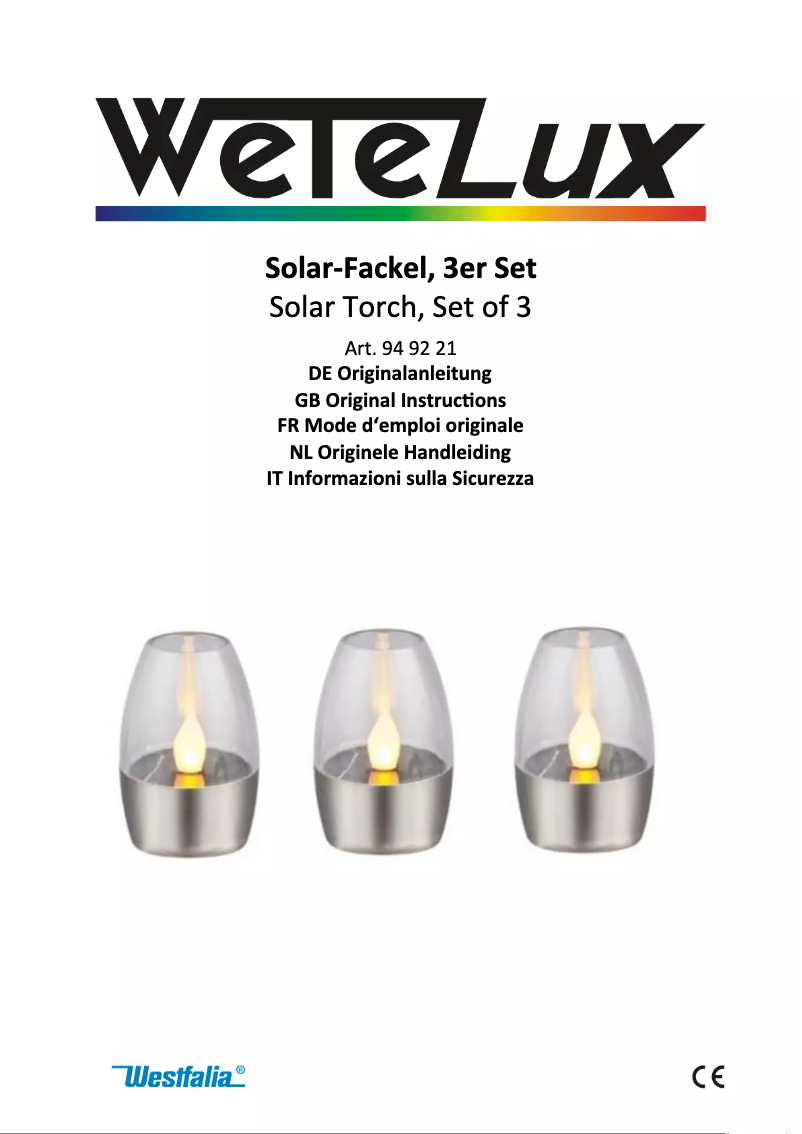 Página 1 del manual Manual de usuario Wetelux 949221