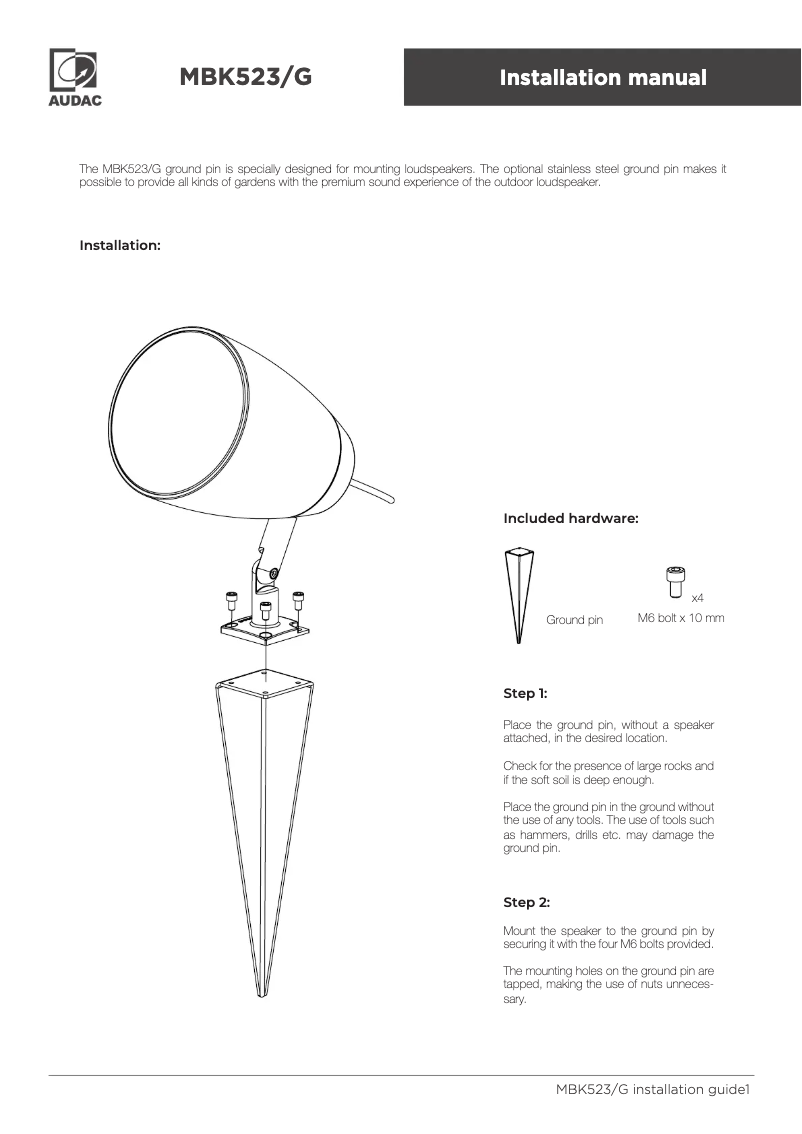 Página 1 del manual Manual de usuario Audac MBK523/G