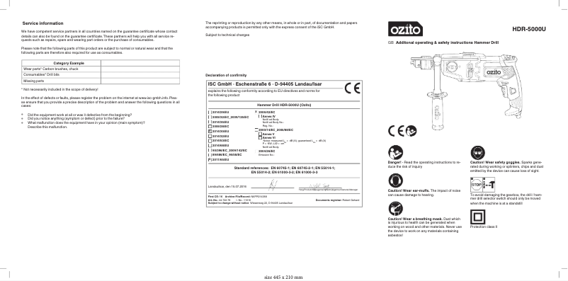 Página 1 del manual Manual de usuario Ozito HDR-5000U