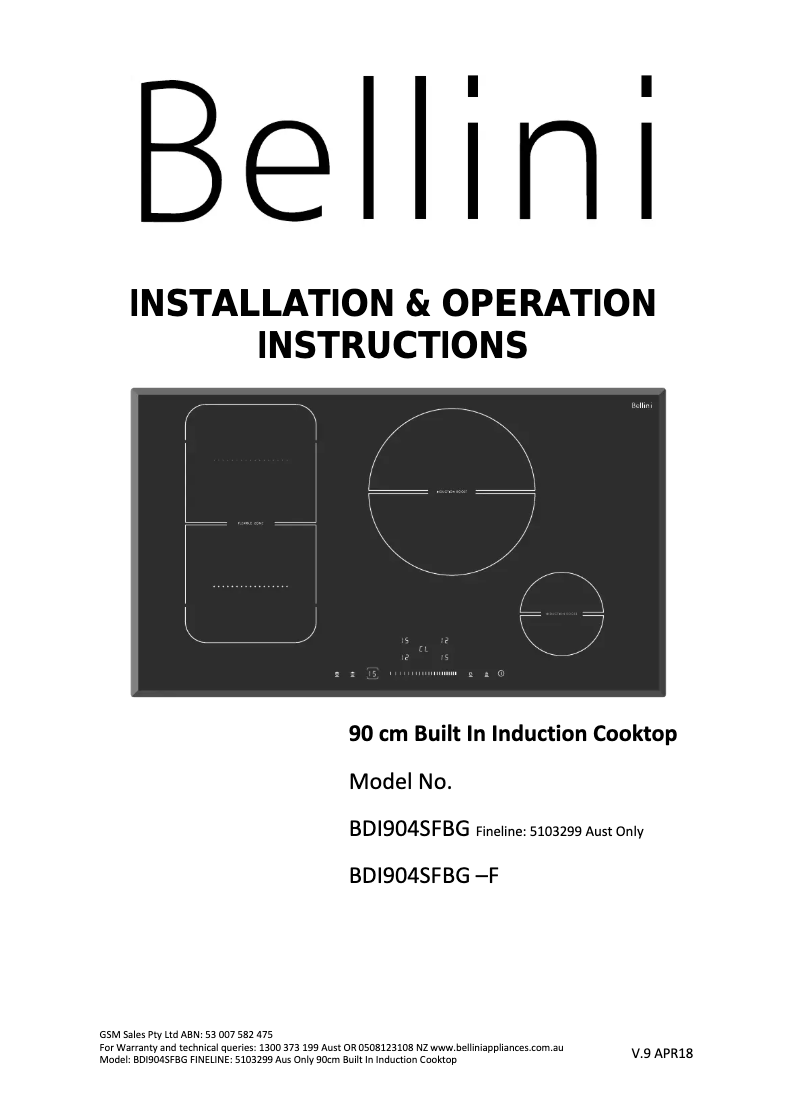 Página 1 del manual Manual de usuario Bellini BDI904SFBG –F