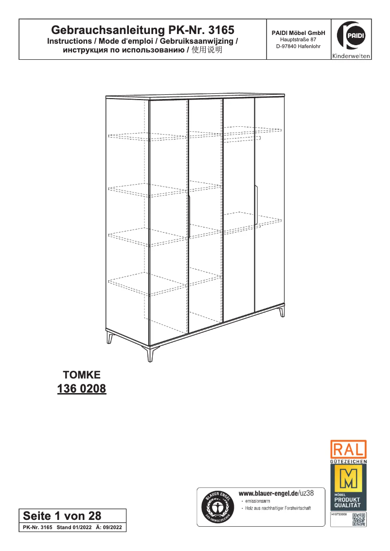 Imagen de la primera página del manual del dispositivo Tomke