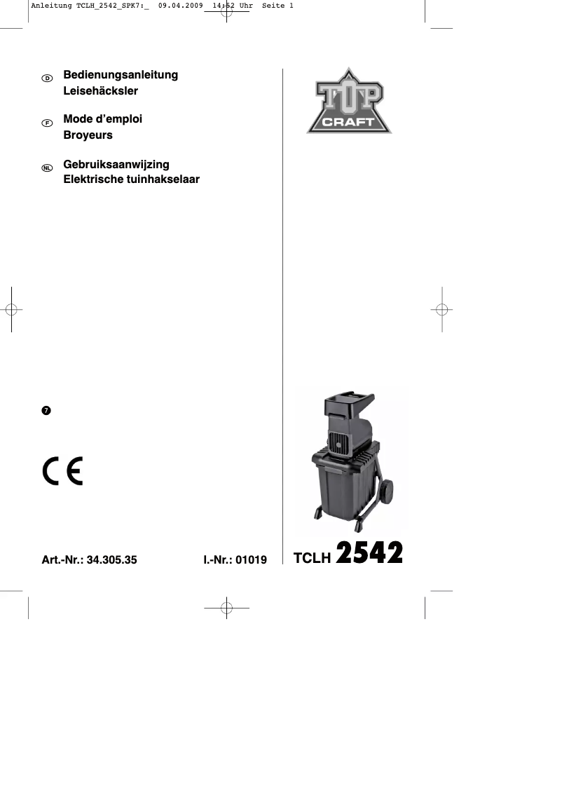 Imagen de la primera página del manual del dispositivo TCLH 2542
