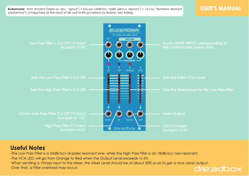 Página 1 del manual Manual de usuario Dreadbox Eudemonia
