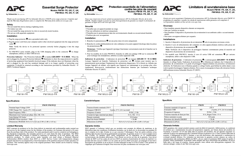 Página 1 del manual Manual de usuario APC PM1W-GR