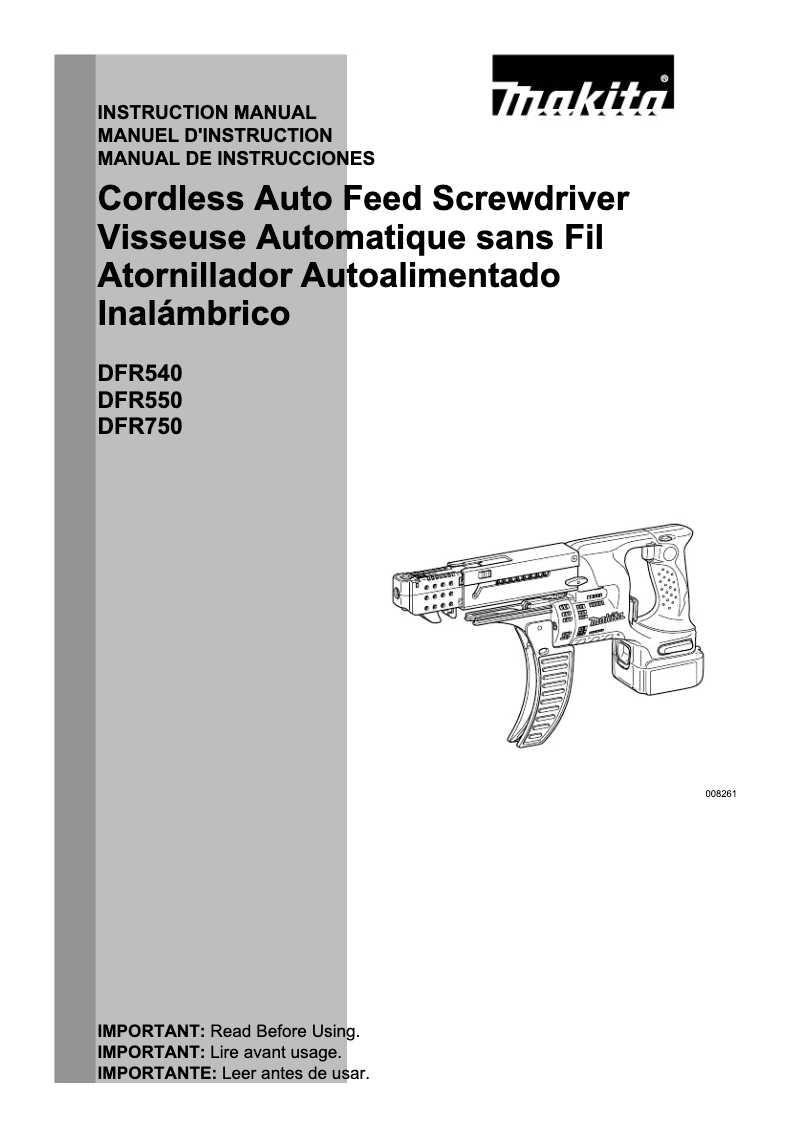 Imagen de la primera página del manual del dispositivo DFR750Z