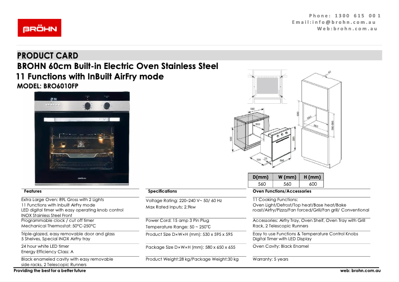 Página 1 del manual Ficha técnica Bröhn BRO6010FP