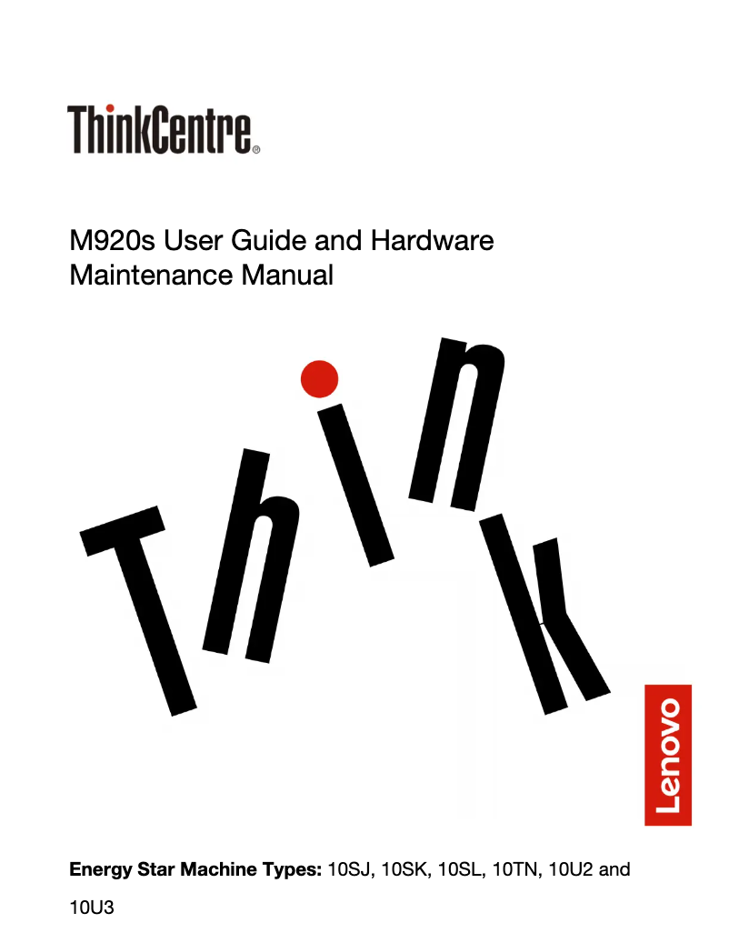 Imagen de la primera página del manual del dispositivo ThinkCentre M920s
