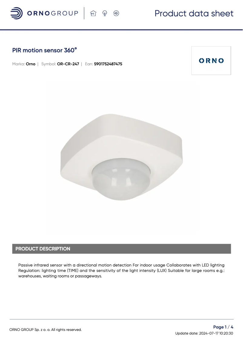 Página 1 del manual Ficha técnica ORNO OR-CR-247