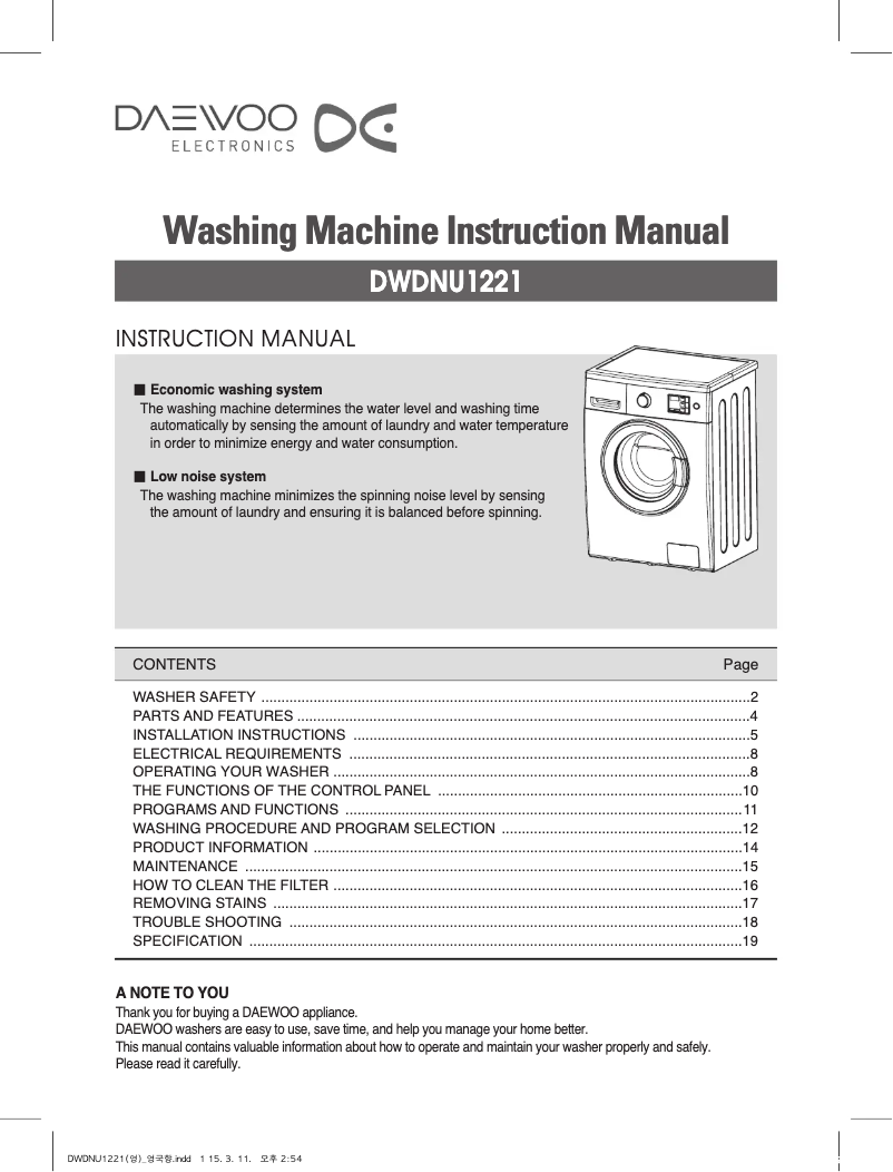 Página 1 del manual Manual de usuario Daewoo DWD-NU1221