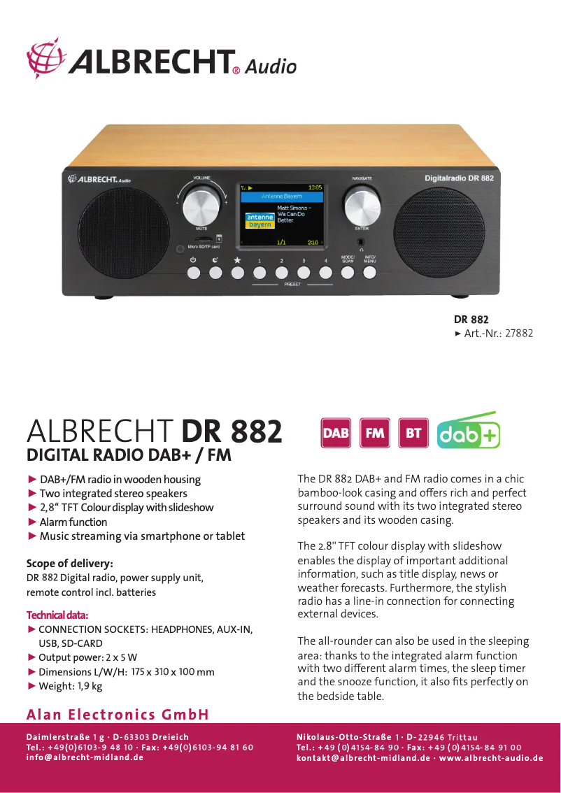 Imagen de la primera página del manual del dispositivo DR 882