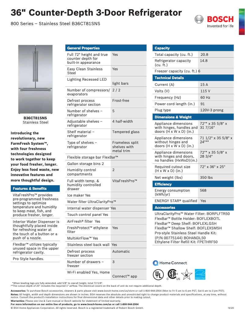 Página nº 1 - Ficha técnica Bosch B36CT81SNS
