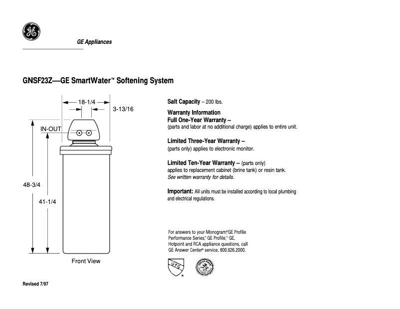 Imagen de la primera página del manual del dispositivo GNSF23Z