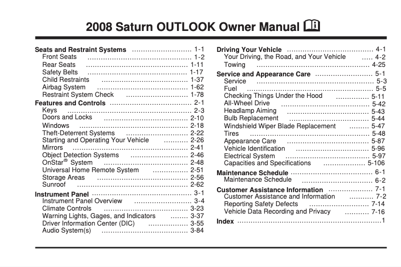 Página nº 1 - Manual de usuario Saturn Ion (2004)