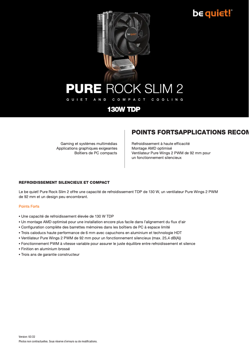 Página nº 1 - Ficha técnica Be Quiet! Pure Rock Slim 2