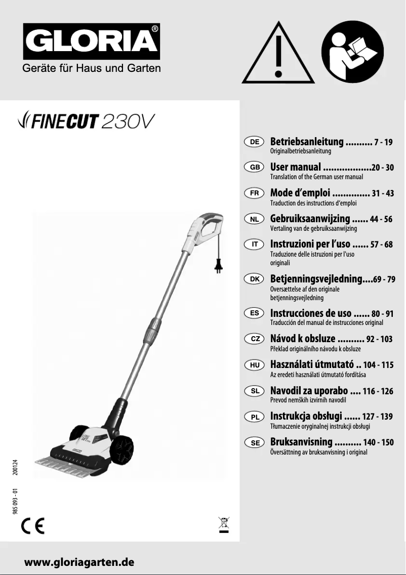 Página nº 1 - Manual de usuario GLORIA FineCut 230V