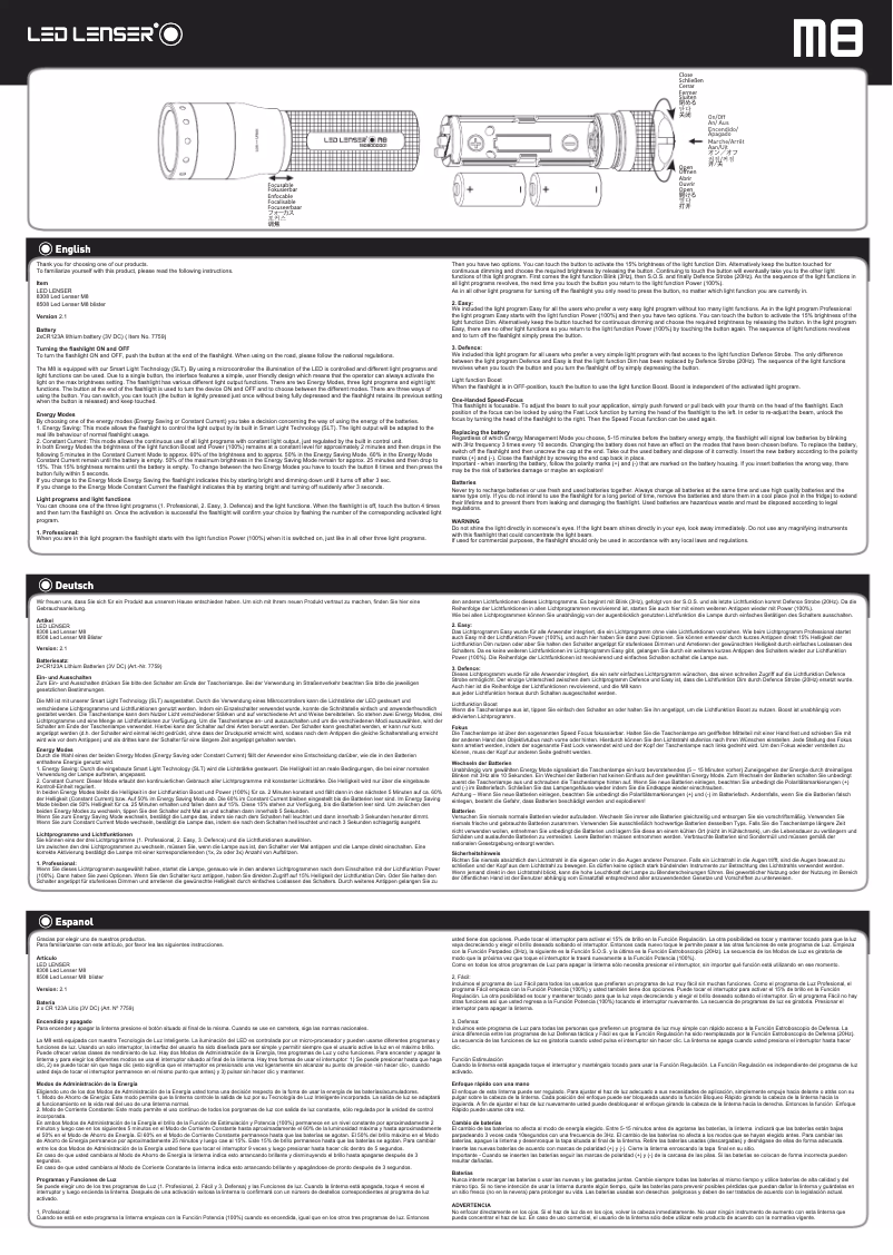 Página 1 del manual Manual de usuario Ledlenser M8