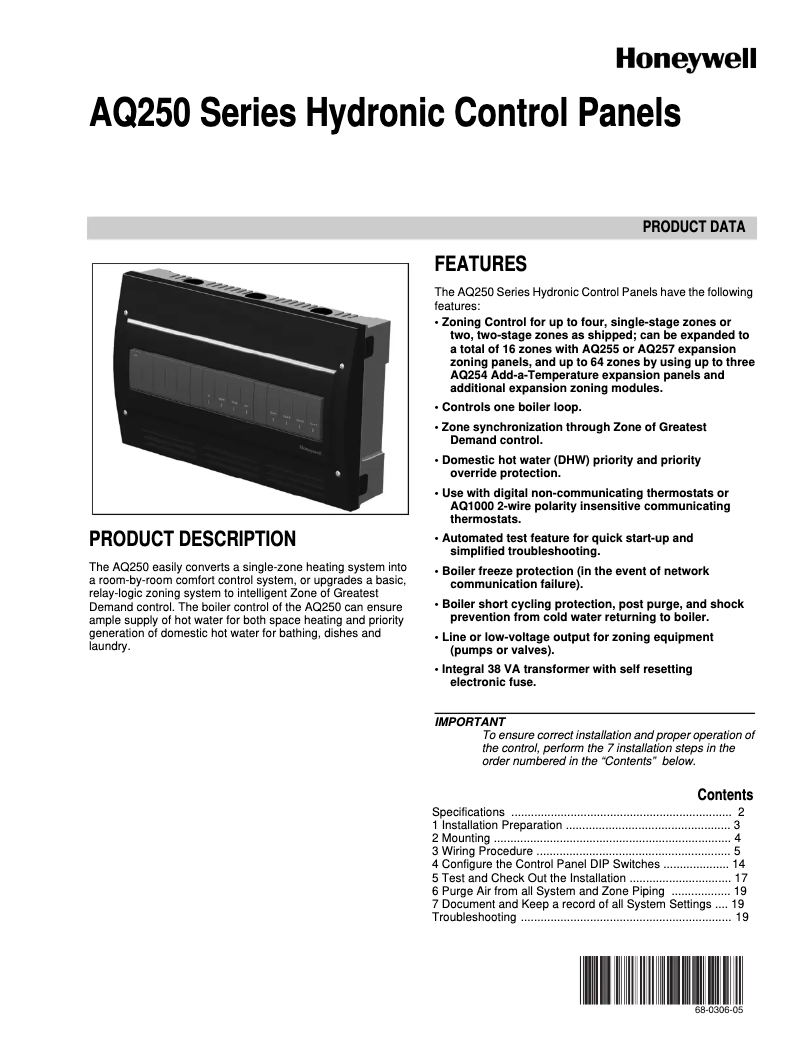 Página 1 del manual Manual de usuario Honeywell AQ25044B