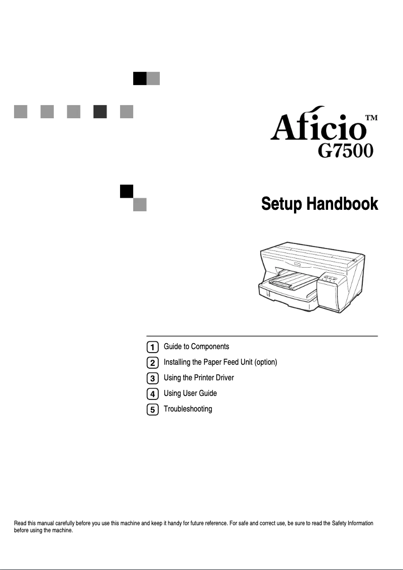 Imagen de la primera página del manual del dispositivo Aficio G7500