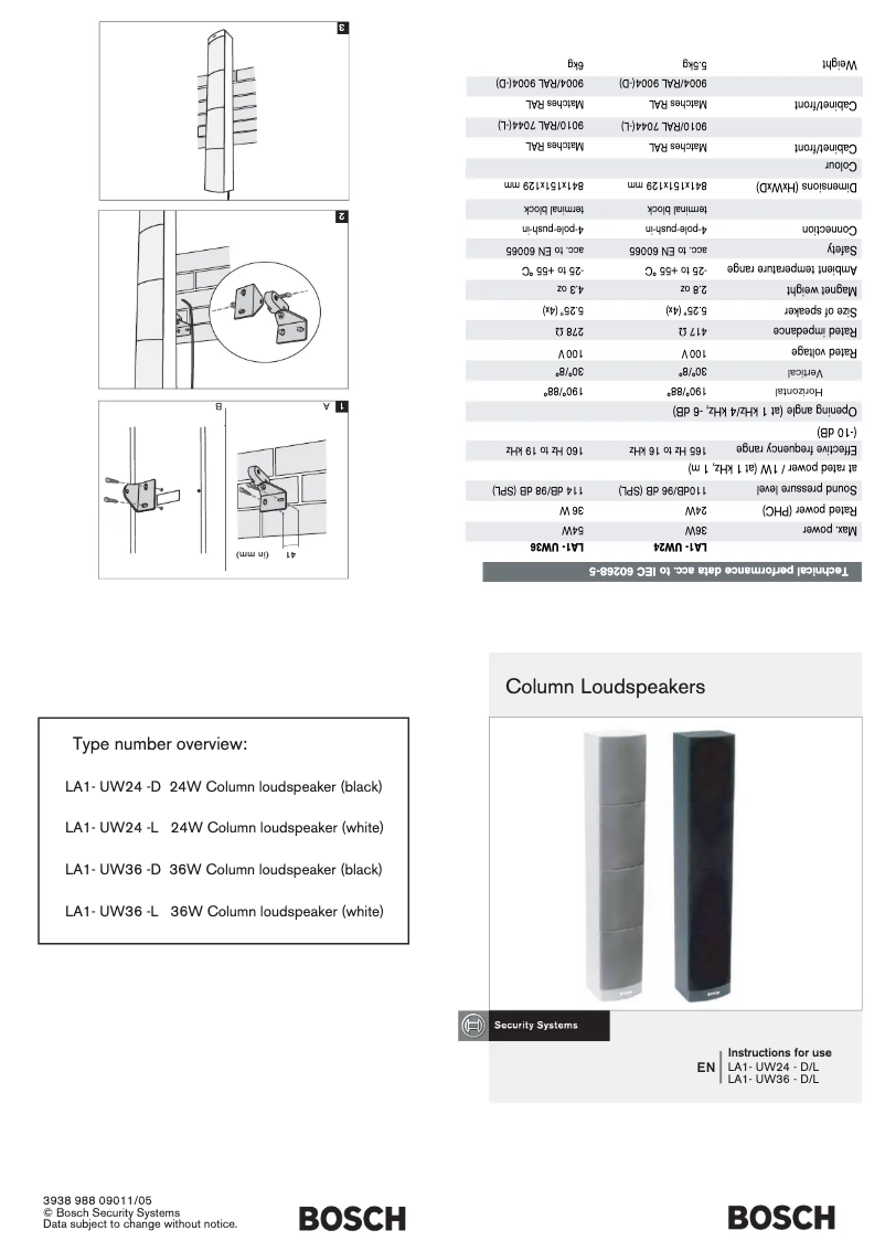 Imagen de la primera página del manual del dispositivo LA1-UW36-x