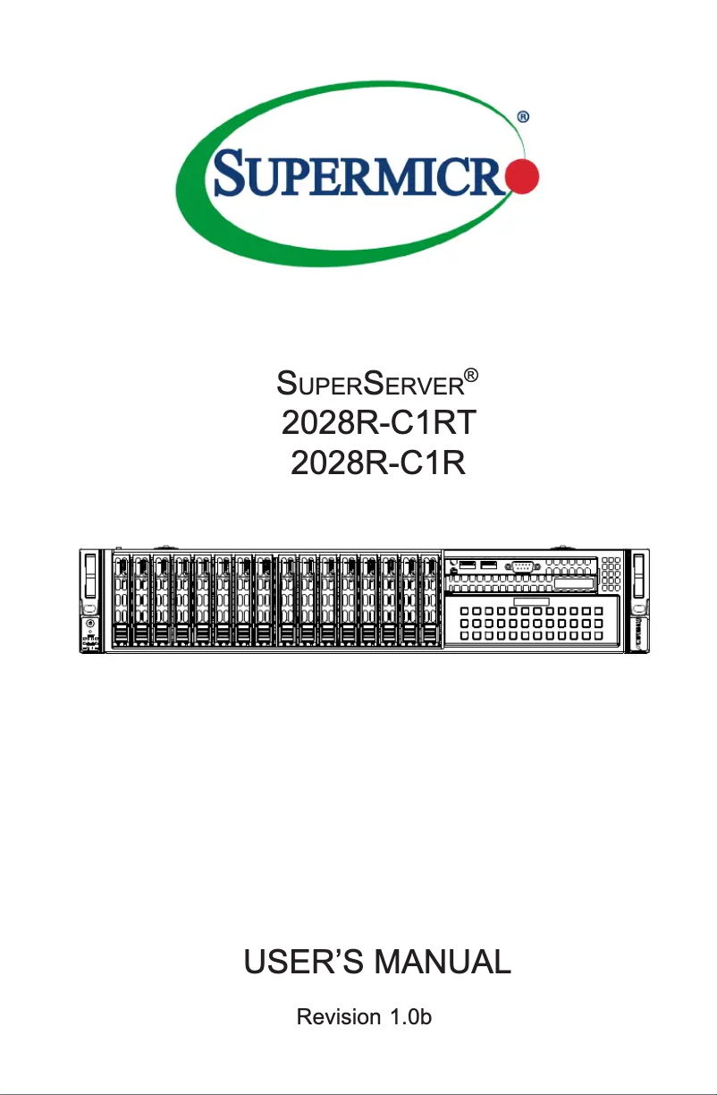 Imagen de la primera página del manual del dispositivo SuperServer 2028R-C1RT