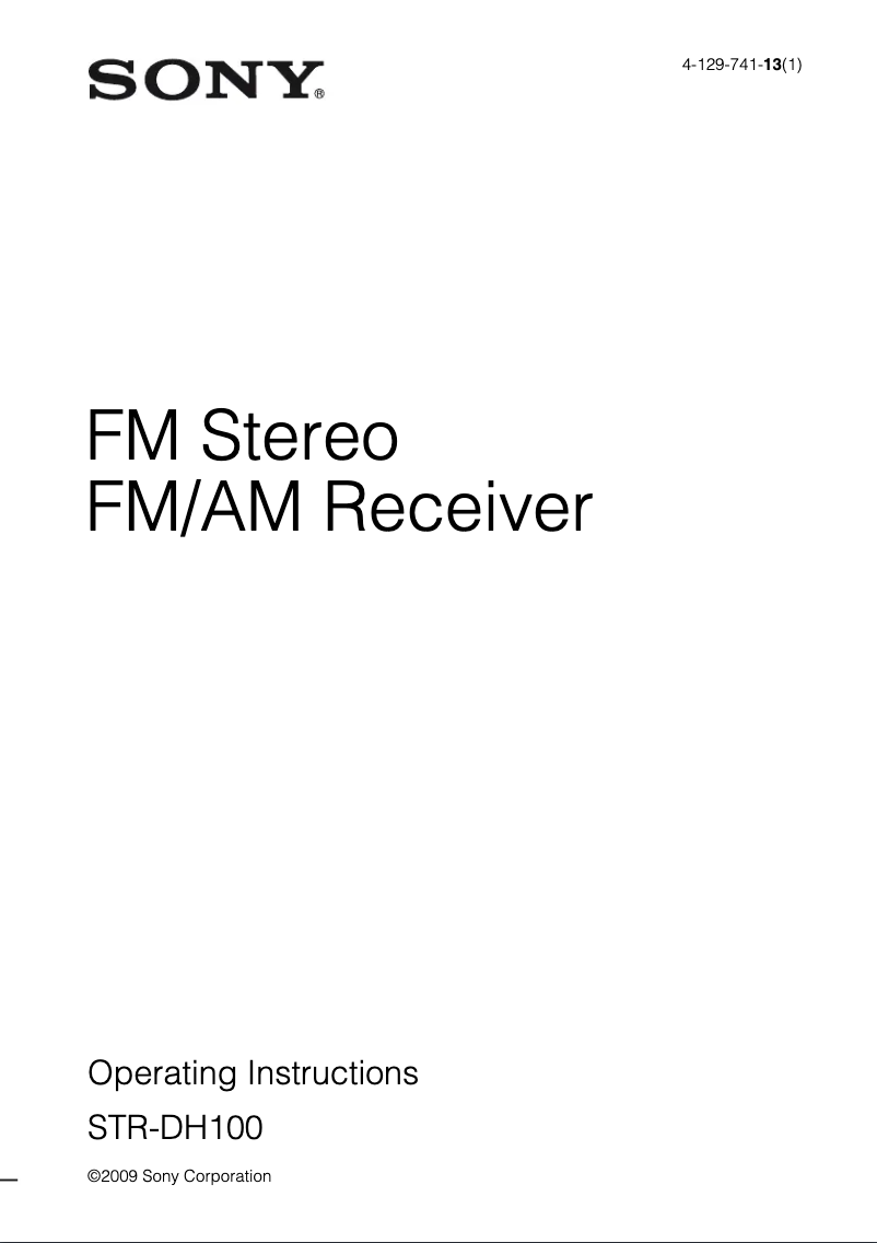 Imagen de la primera página del manual del dispositivo STR-DH100