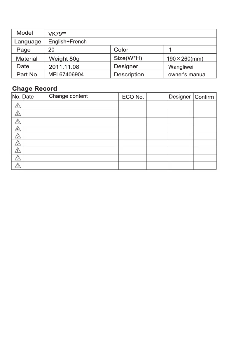 Página 1 del manual Manual de usuario LG VC9062CV