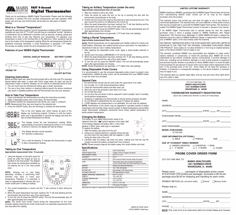 Página 1 del manual Manual de usuario Mabis 9-Second Fast
