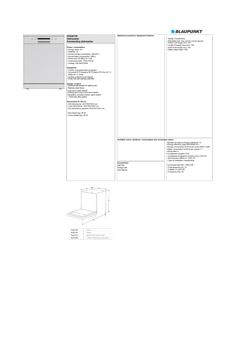Imagen de la primera página del manual del dispositivo 5VS401IN