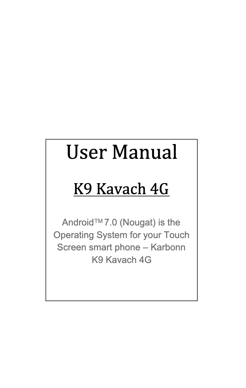 Imagen de la primera página del manual del dispositivo K9 Kavach 4G