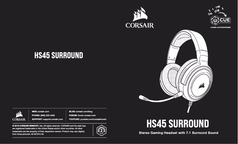 Página 1 del manual Guía de inicio rápido Corsair HS45 Surround