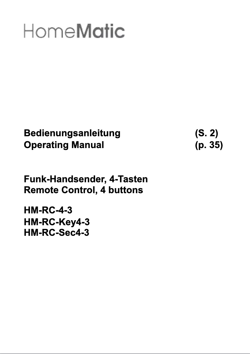 Imagen de la primera página del manual del dispositivo HM-RC-SEC4-3