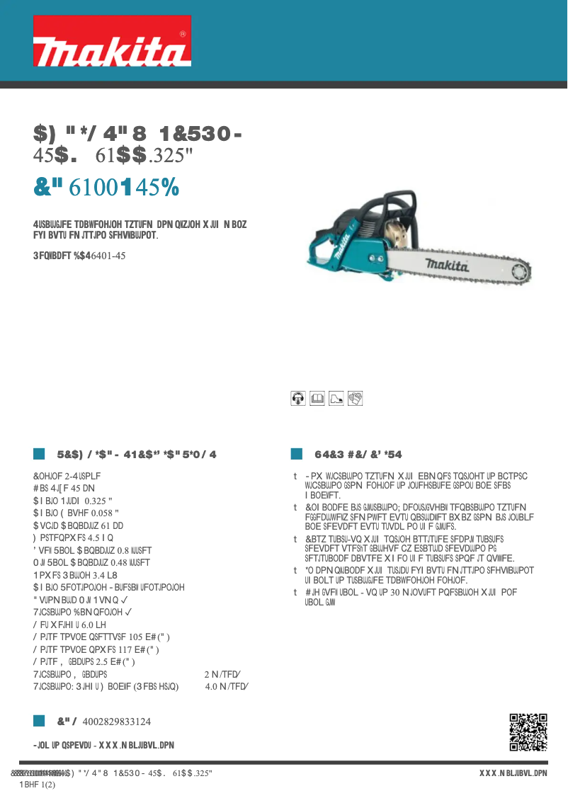 Página 1 del manual Ficha técnica Makita EA6100P45D