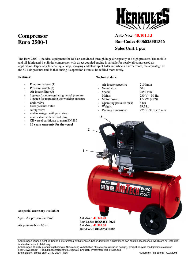 Imagen de la primera página del manual del dispositivo AIRTECH 2500/1