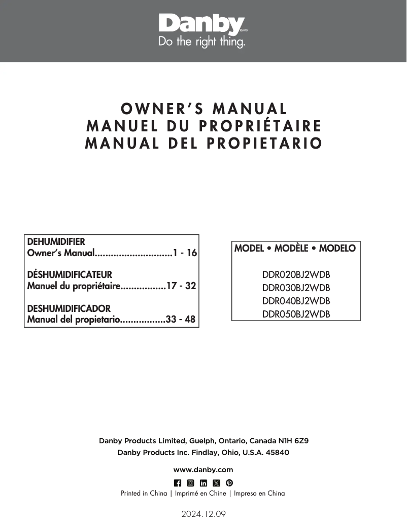 Página nº 1 - Manual de usuario Danby DDR030BJWDB
