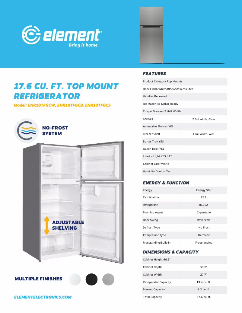 Imagen de la primera página del manual del dispositivo ENR18TFGCS