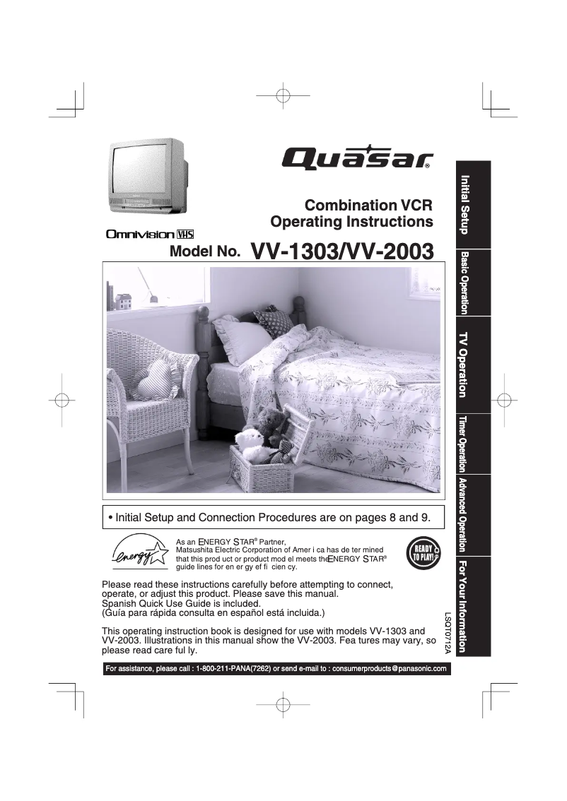 Imagen de la primera página del manual del dispositivo Quasar Omnivision VHS VV-2003