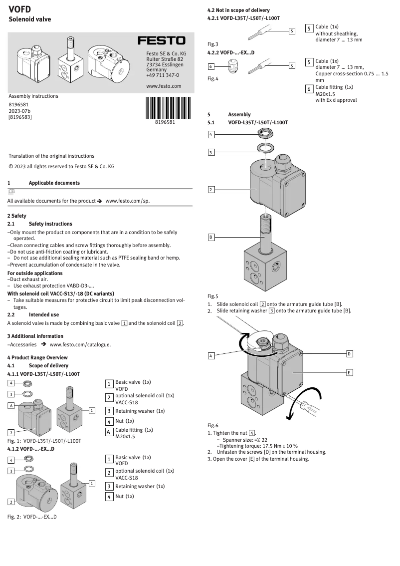 Página 1 del manual Manual de usuario Festo VOFD-L35T