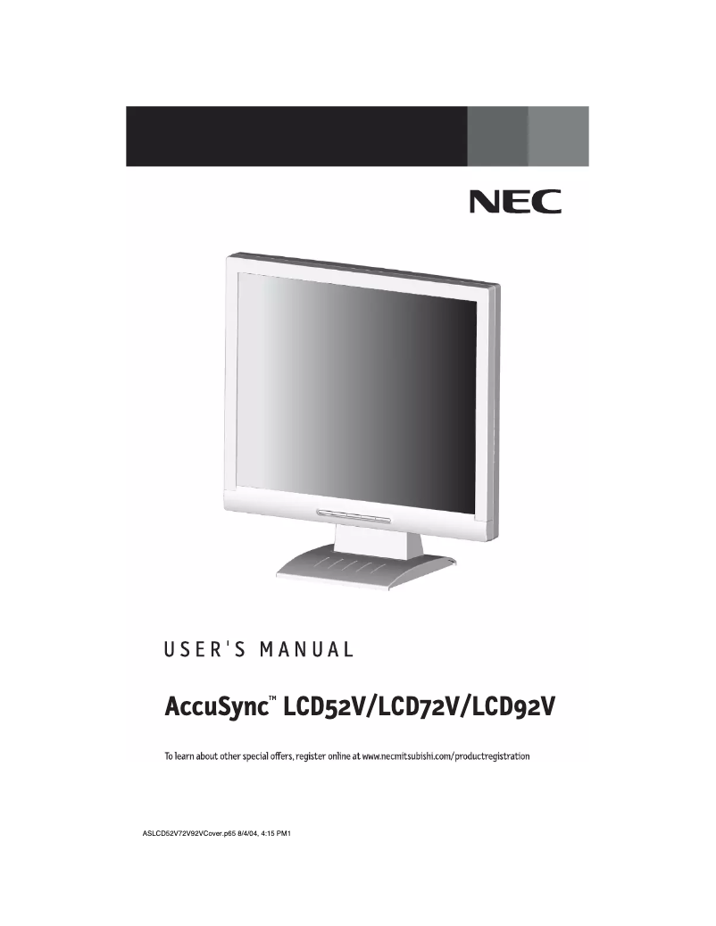 Imagen de la primera página del manual del dispositivo AccuSync 72VM