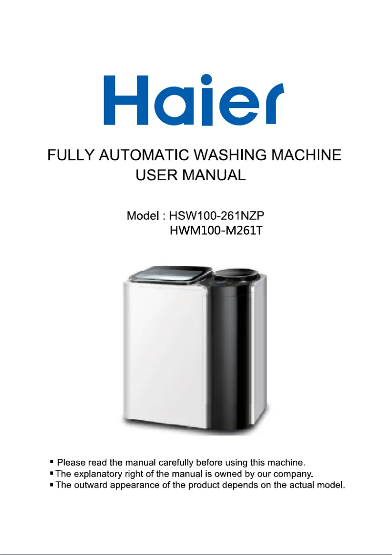 Página 1 del manual Manual de usuario Haier HSW100-261NZP