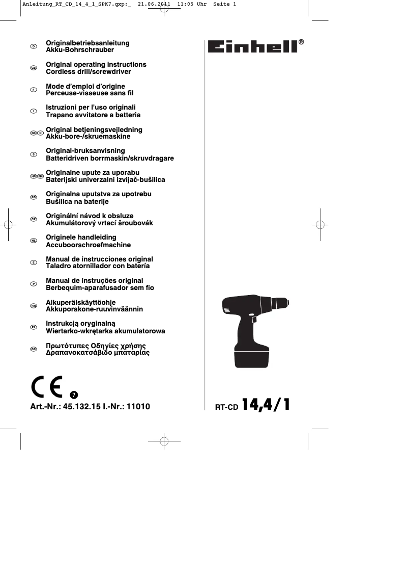 Página nº 1 - Manual de usuario Einhell RT-CD 14,4/1 Li