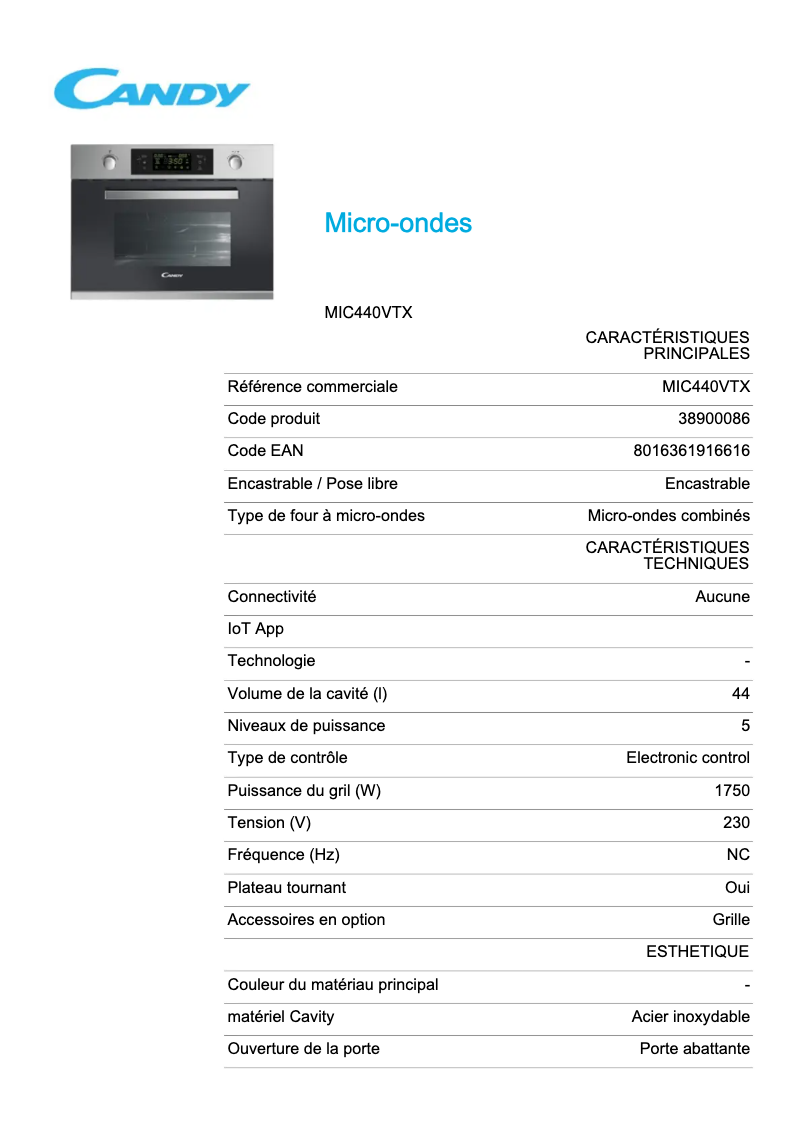 Imagen de la primera página del manual del dispositivo MIC440VTX