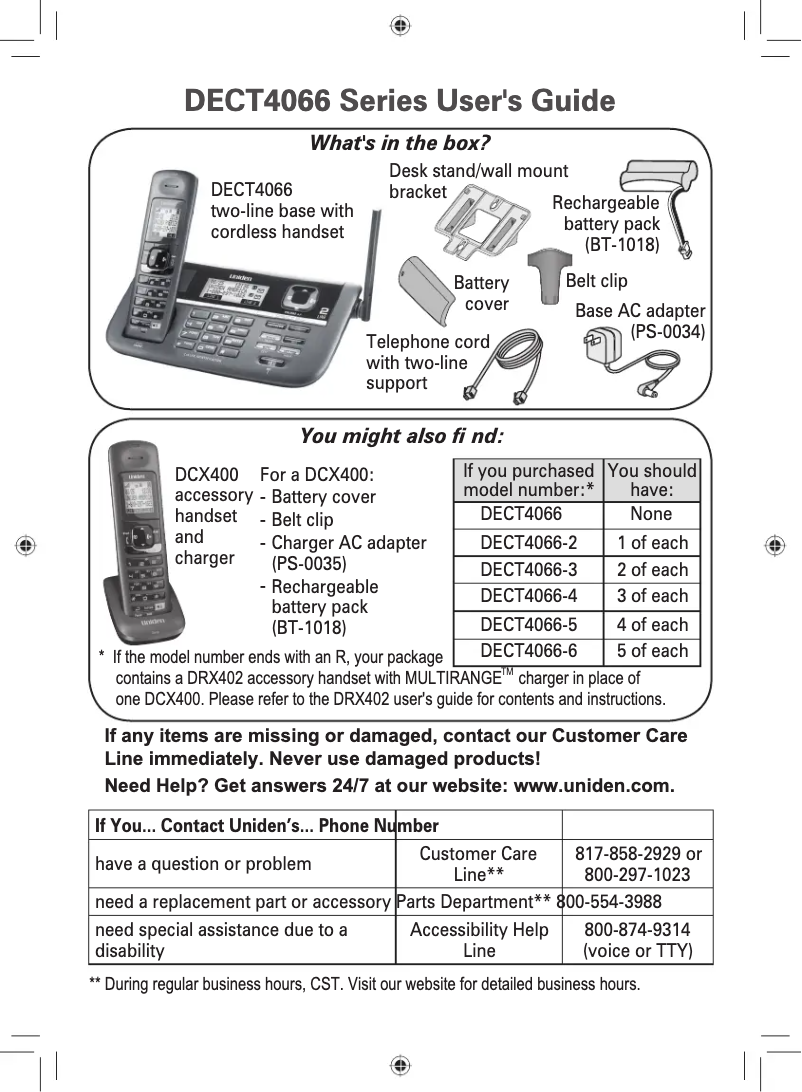 Página 1 del manual Manual de usuario Uniden DECT 4066