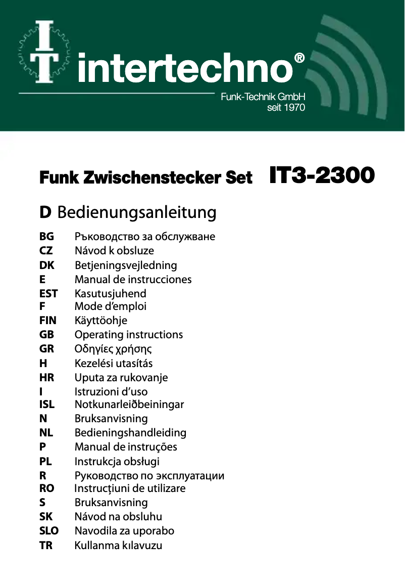Página 1 del manual Manual de usuario Intertechno IT3-2300