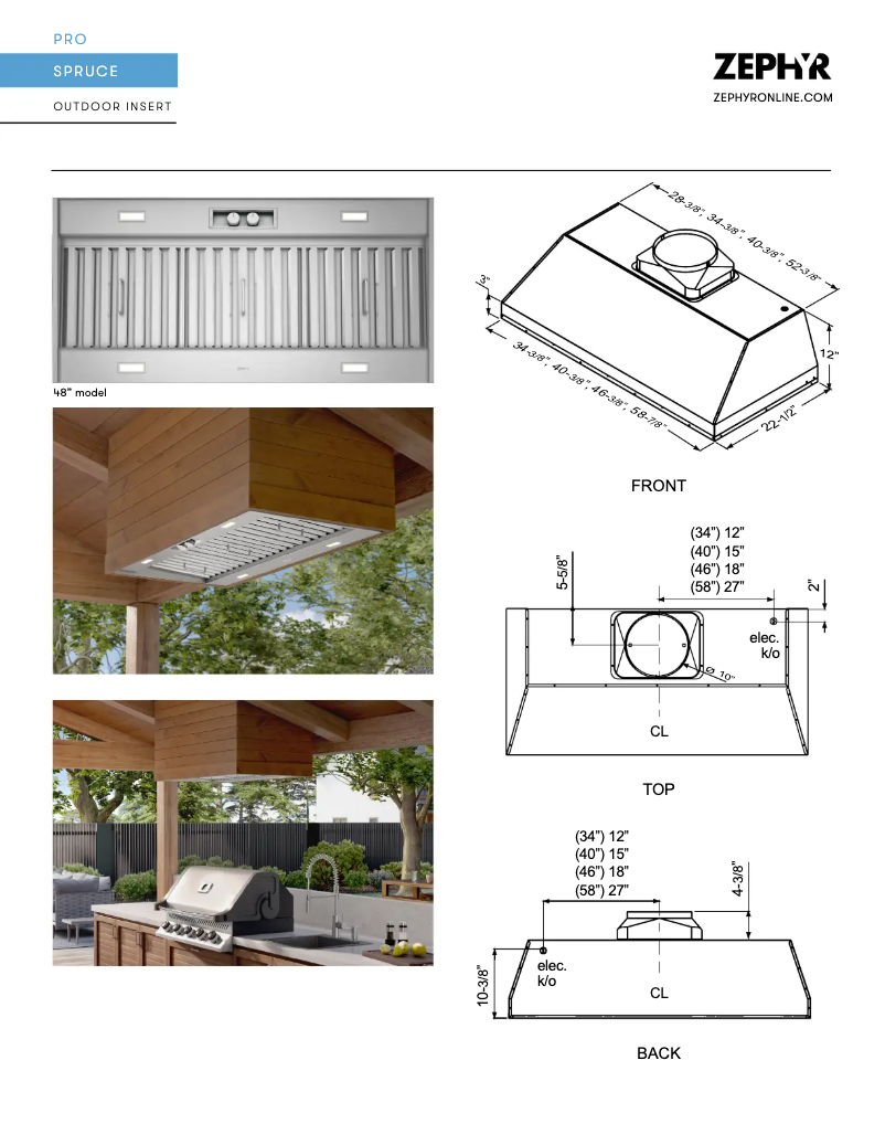 Página 1 del manual Ficha técnica Zephyr Spruce AK9834BS